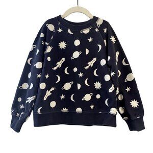 HANNA ANDERSSON Space Sweatshirt Boys 6-7 US Black & White Outer Space Planets